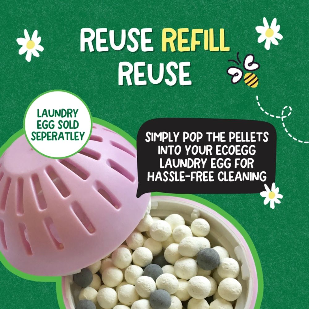 ECOEGG Laundry Egg Washing Detergent Refill Pellets Spring Blossom - Plastic Free Eco Washing Egg, 50 Washes