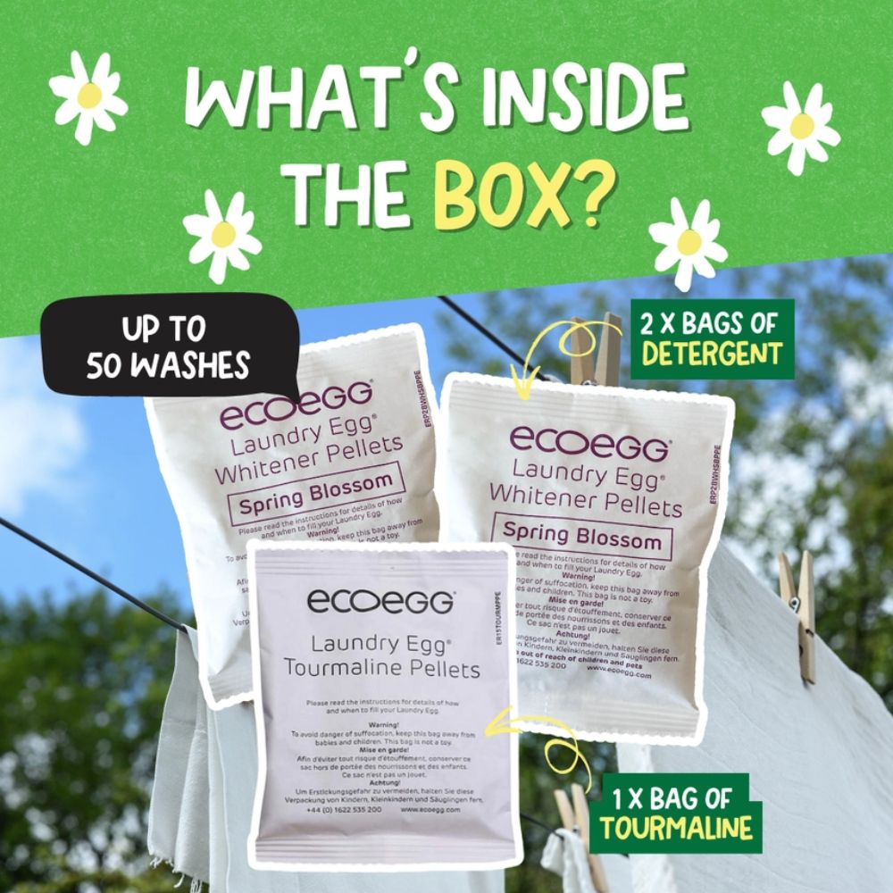 ECOEGG Laundry Egg Washing Detergent Refill Pellets Spring Blossom - Plastic Free Eco Washing Egg, 50 Washes