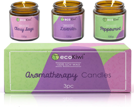 Scented Soy Candle Trio – 18% Essential Oil Content