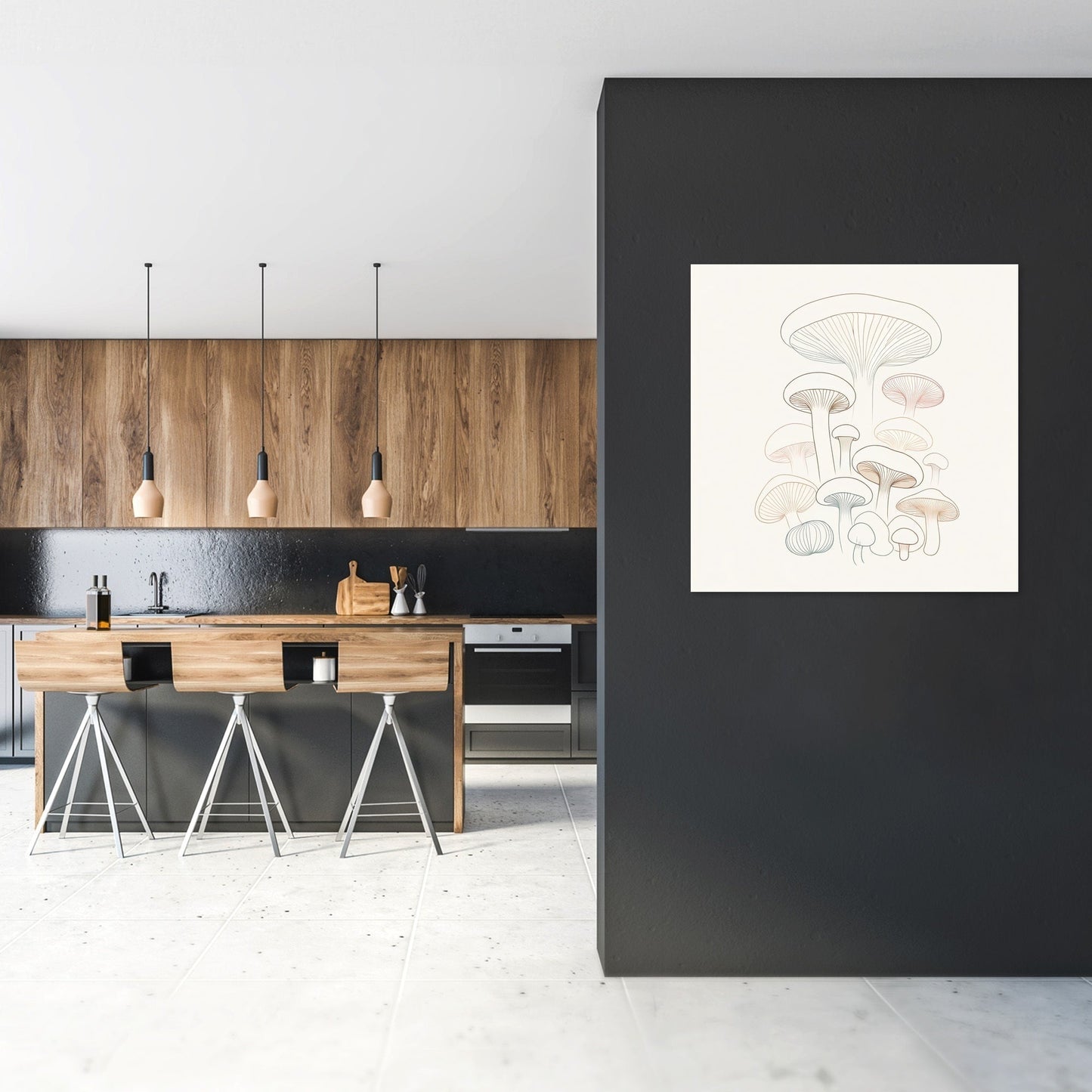 Minimalist Mushroom Medley Canvas