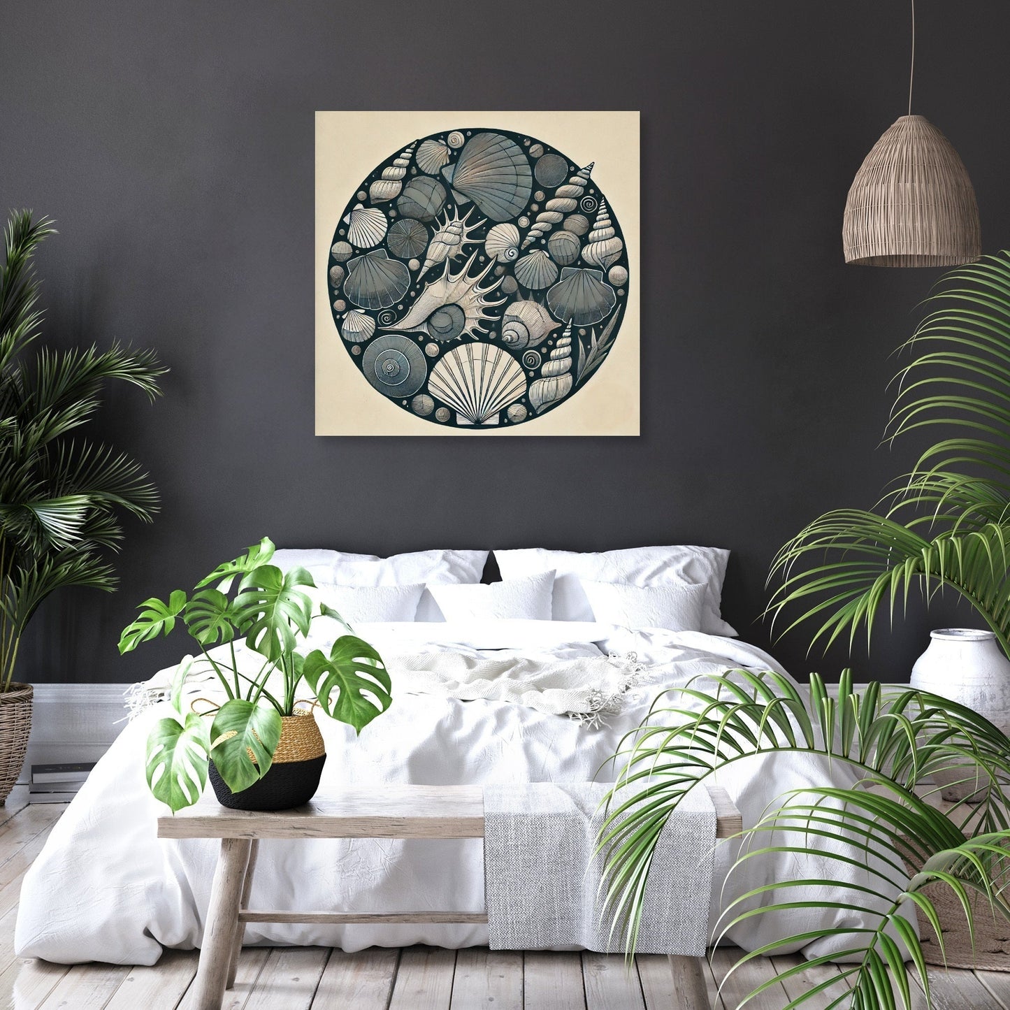 Dark Shells Line Art Canvas