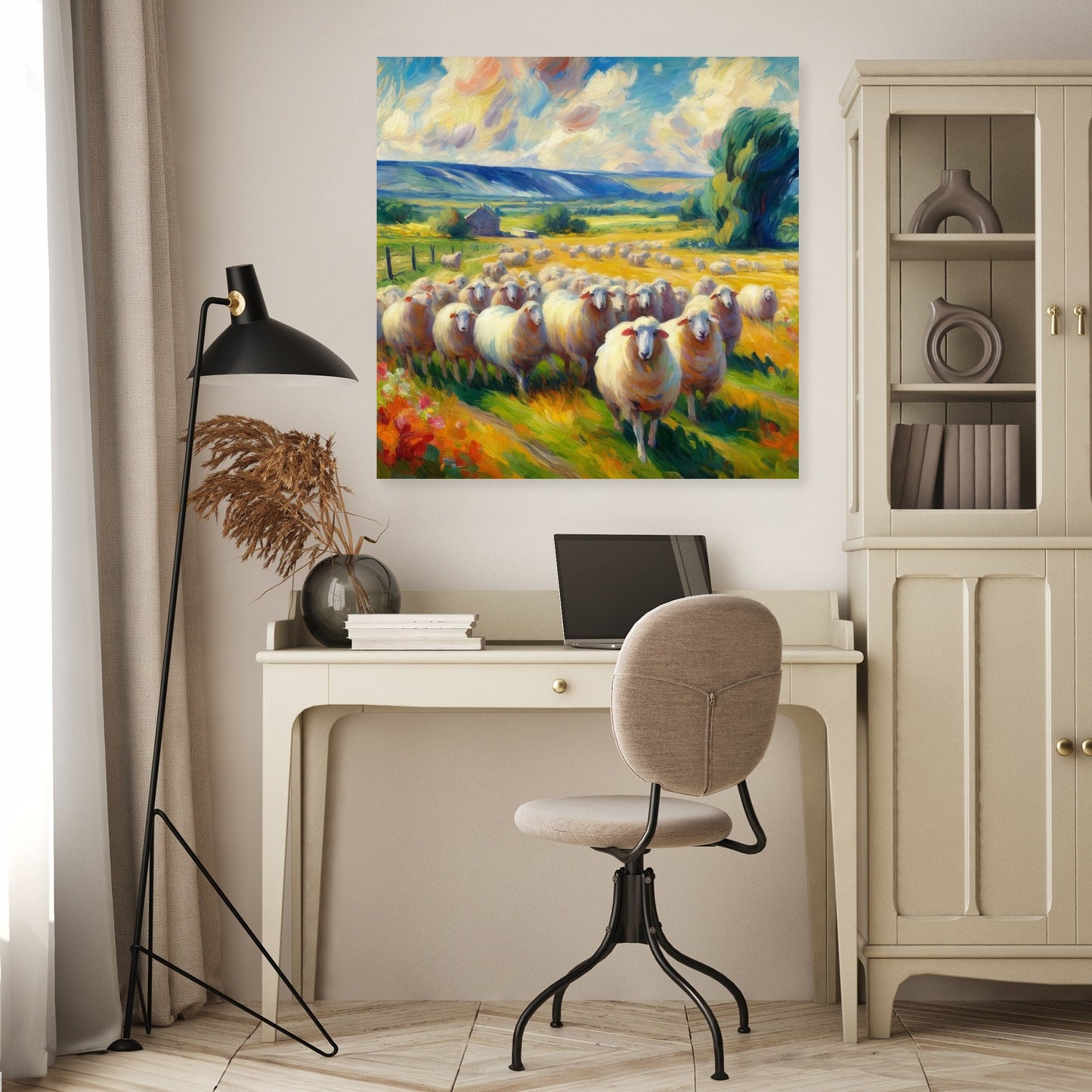Vivid Pasture Sheep Canvas