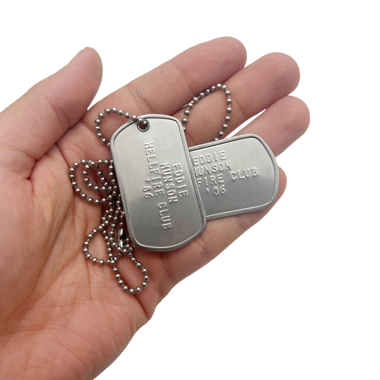 'EDDIE MUNSON' Dog Tags - Costume Cosplay Prop Replica Military - Stainless Steel Chains Included