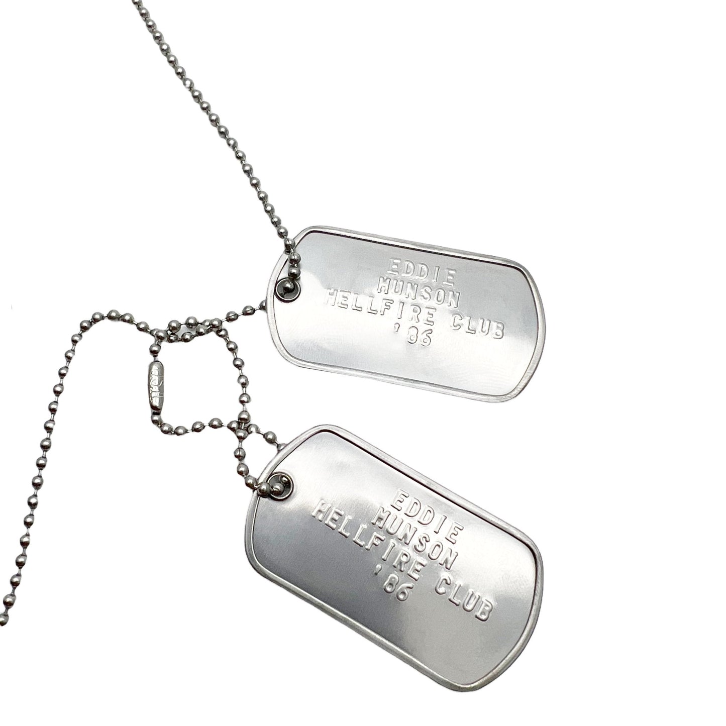 'EDDIE MUNSON' Dog Tags - Costume Cosplay Prop Replica Military - Stainless Steel Chains Included