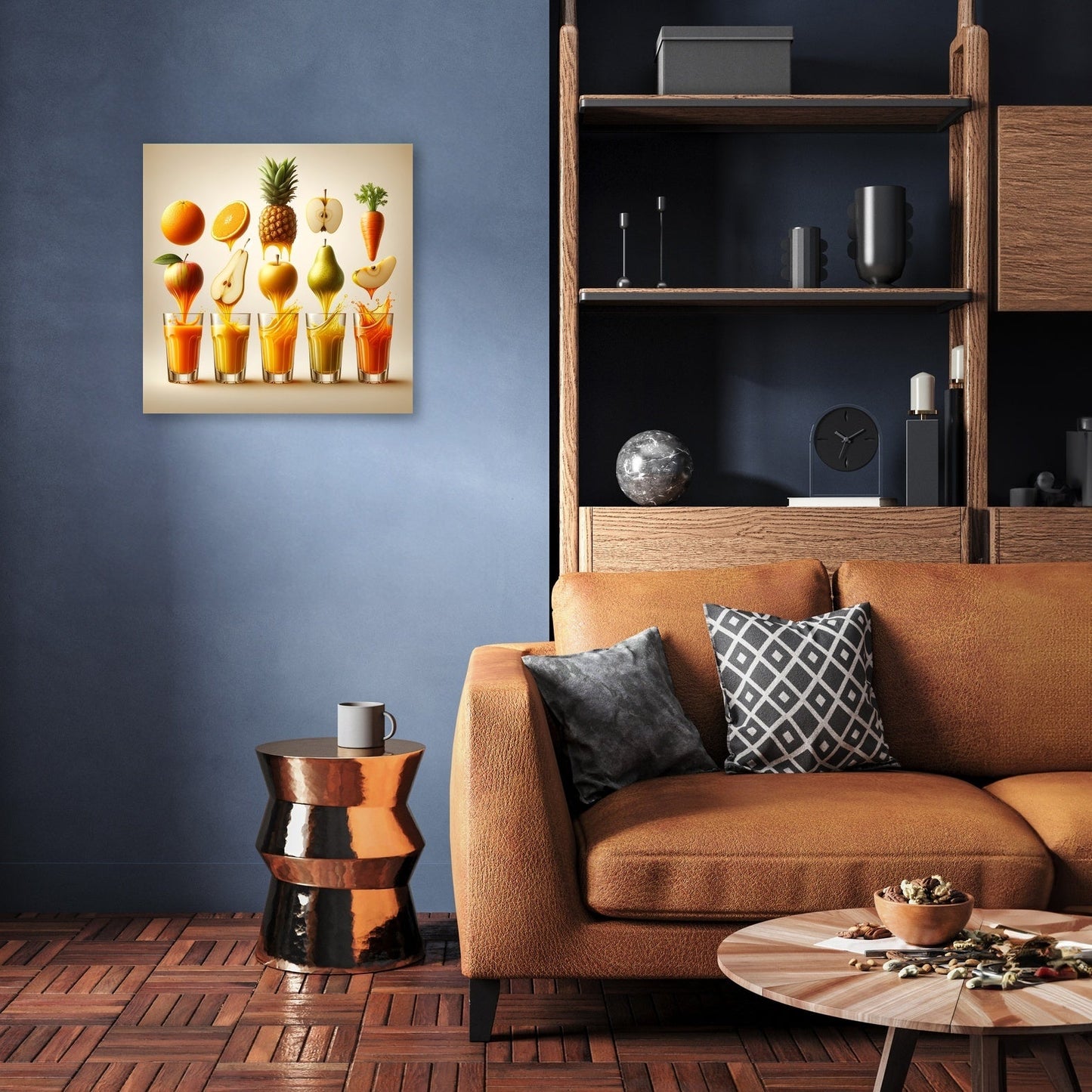 Vibrant Fruit Juice Symphony Canvas