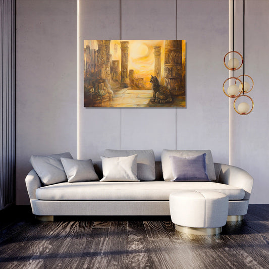 Majestic Feline Temple Canvas