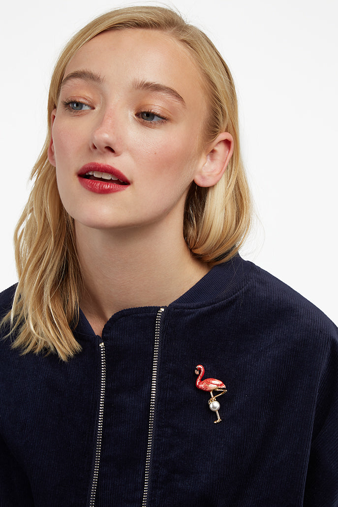 Louche Edom Flamingo Brooch Pink