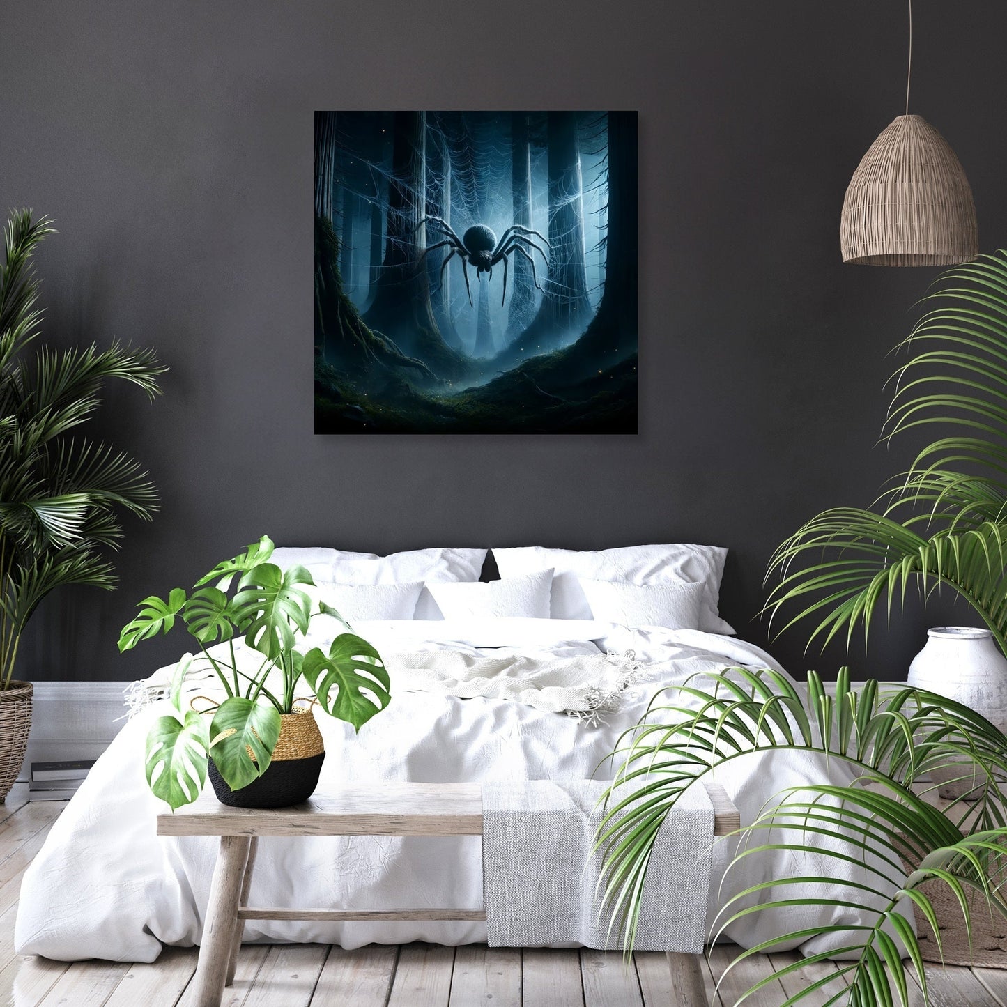 Moonlit Web of the Forest Canvas