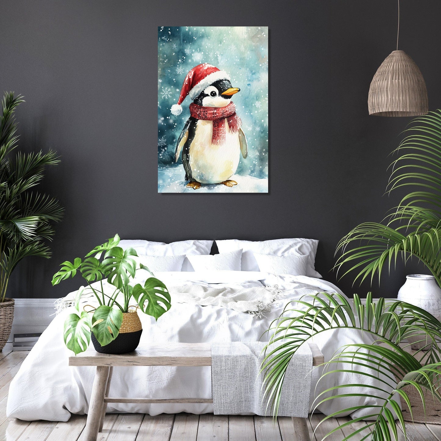 Penguin Holiday Cheer Canvas