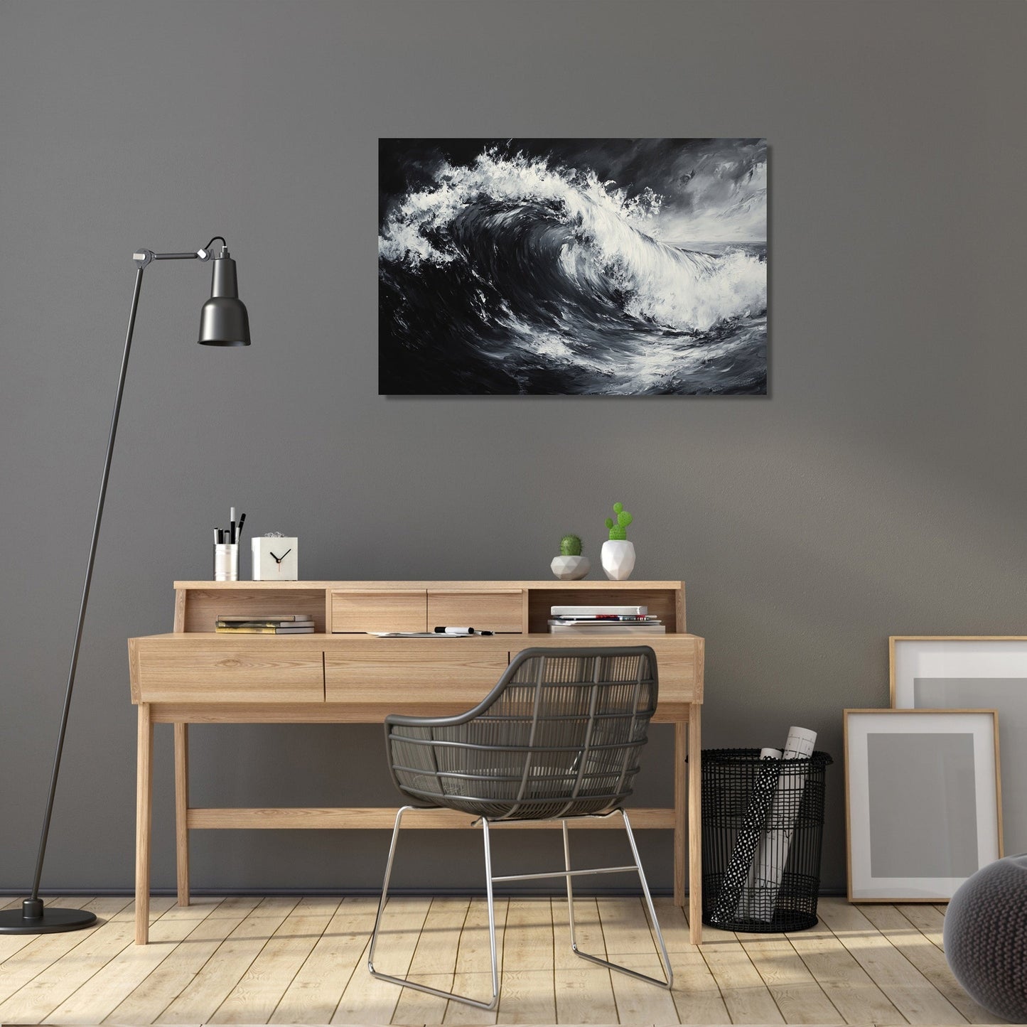 Monochrome Serenity Wave Canvas