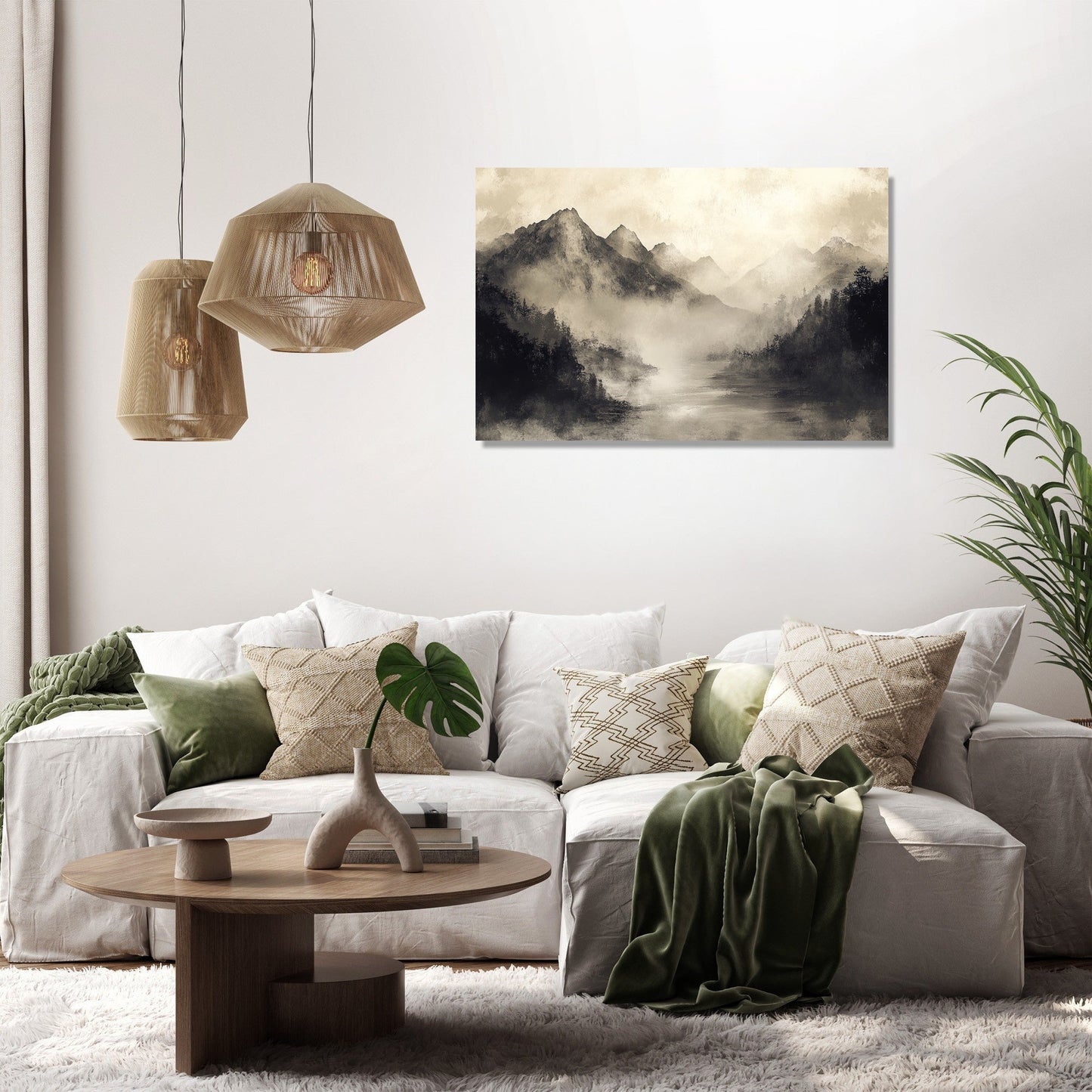 Misty Mountain Peaks Canvas