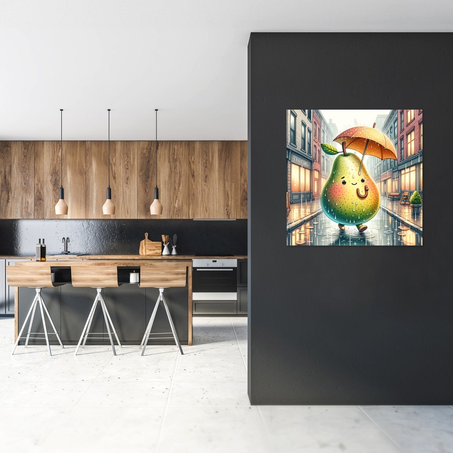 Rainy Day Pear Stroll Canvas