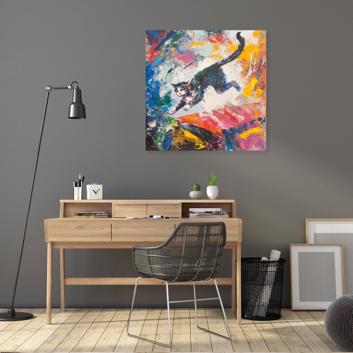 Leaping Cat Canvas