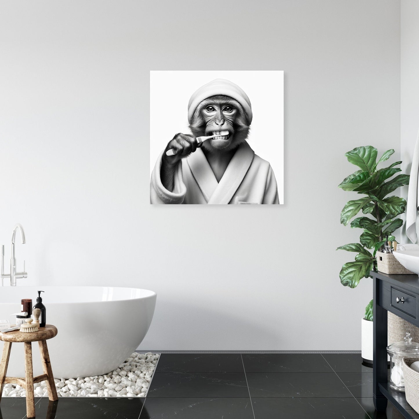 Dental Routine Monkey Canvas