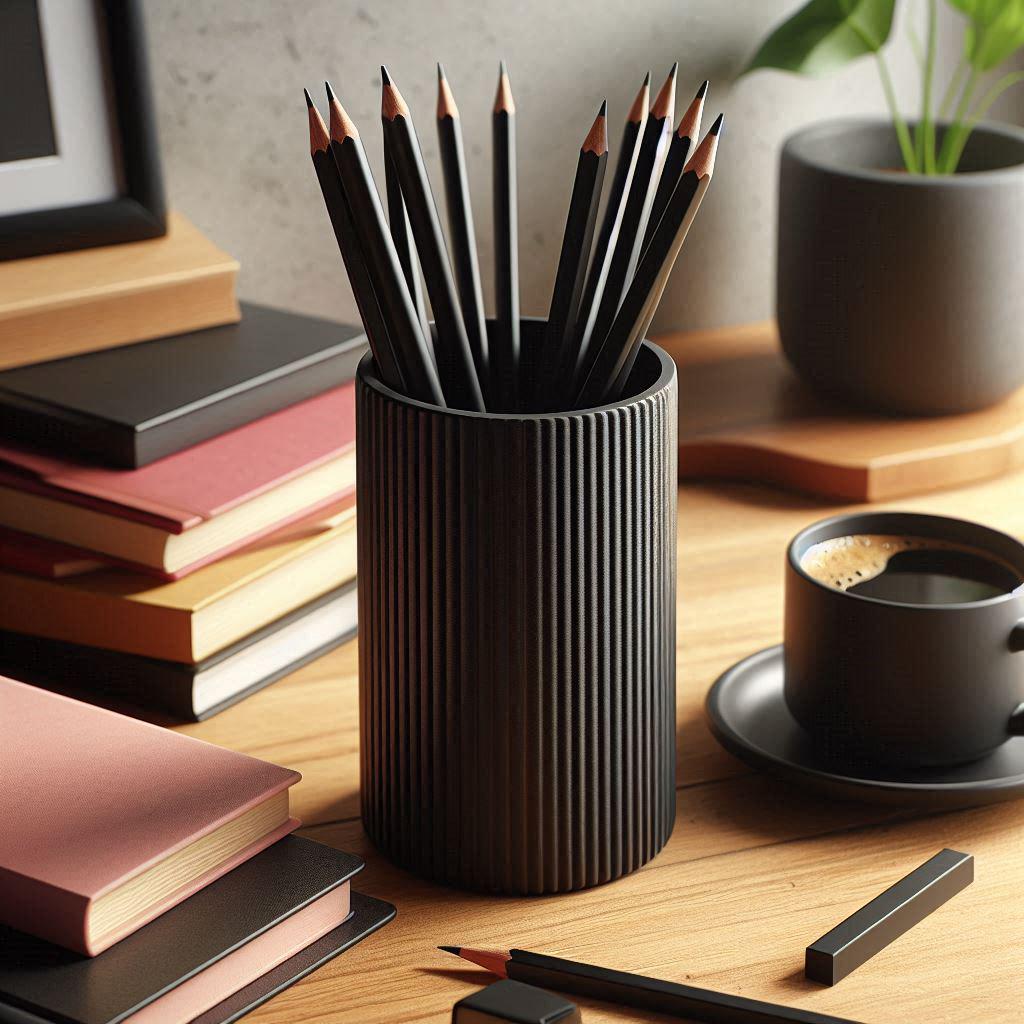 Modern Ribbed Pencil Holder – Textured Desk Organizer for Home Office