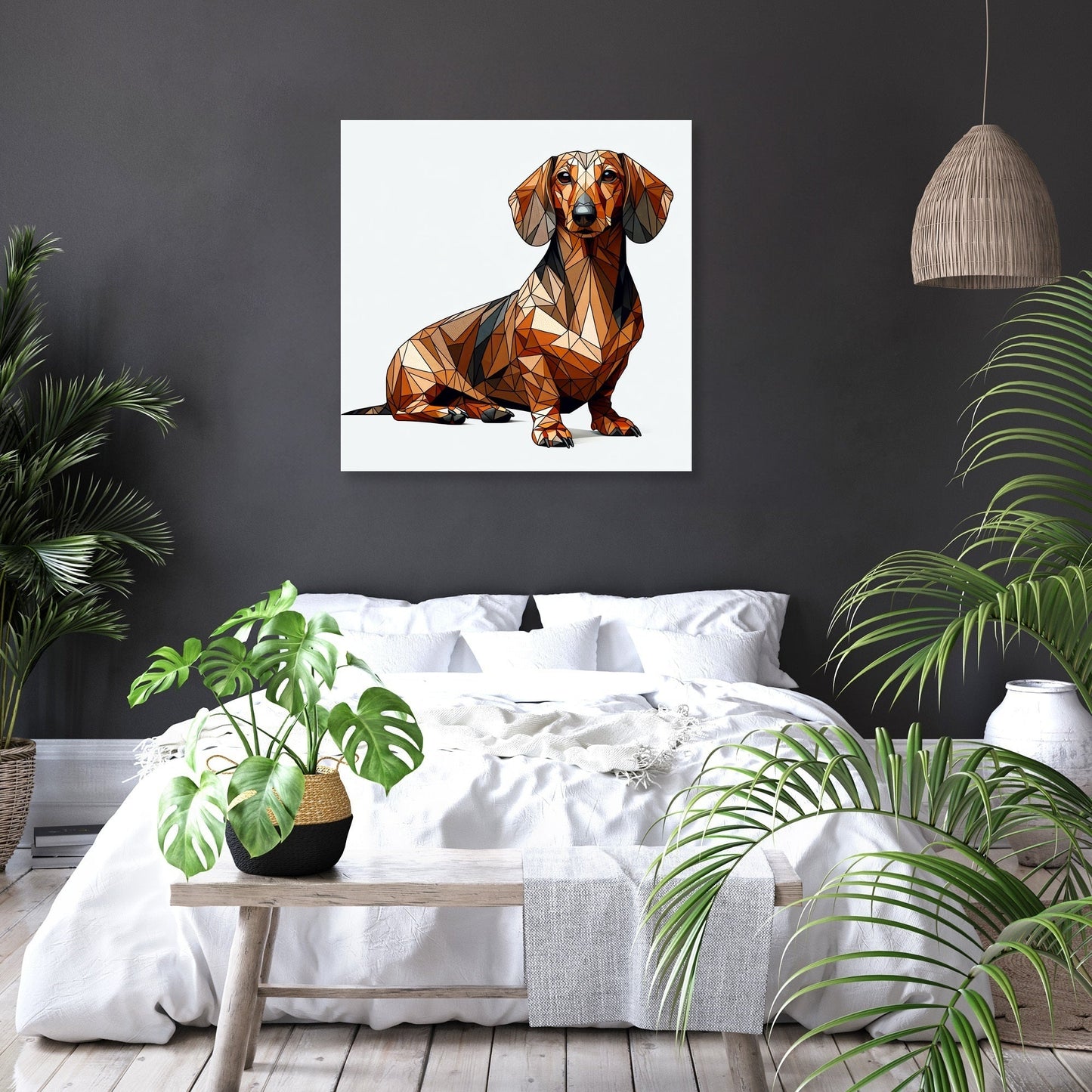 Geometric Dachshund Canvas