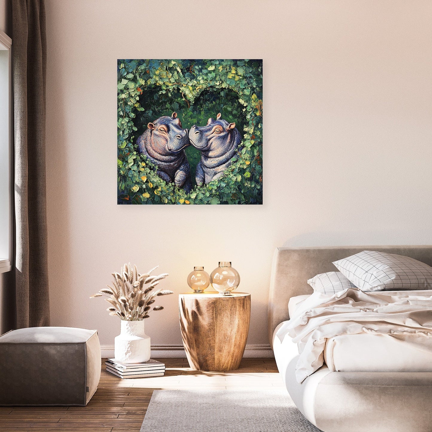 Embracing Hippopotamuses Canvas