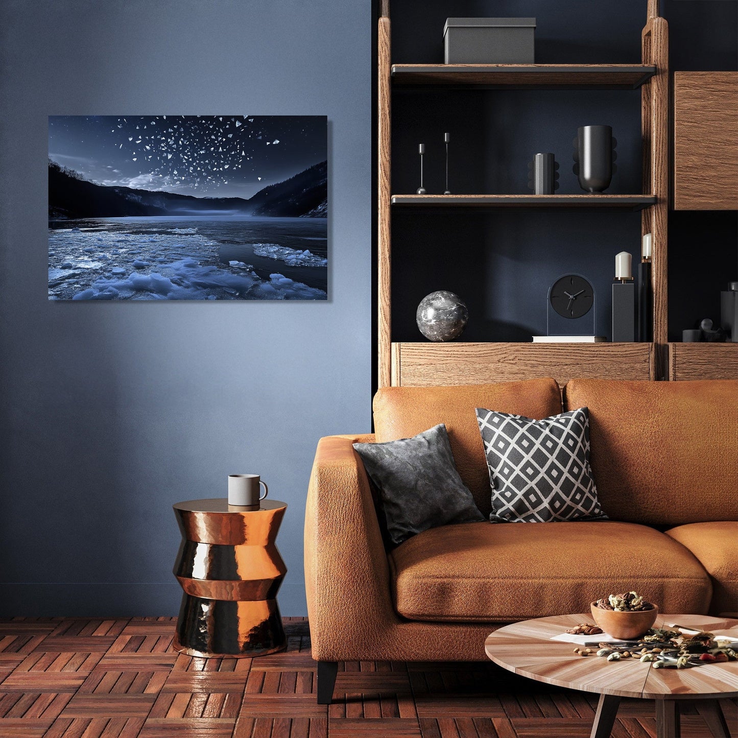 Moonlit Frozen Lake Canvas
