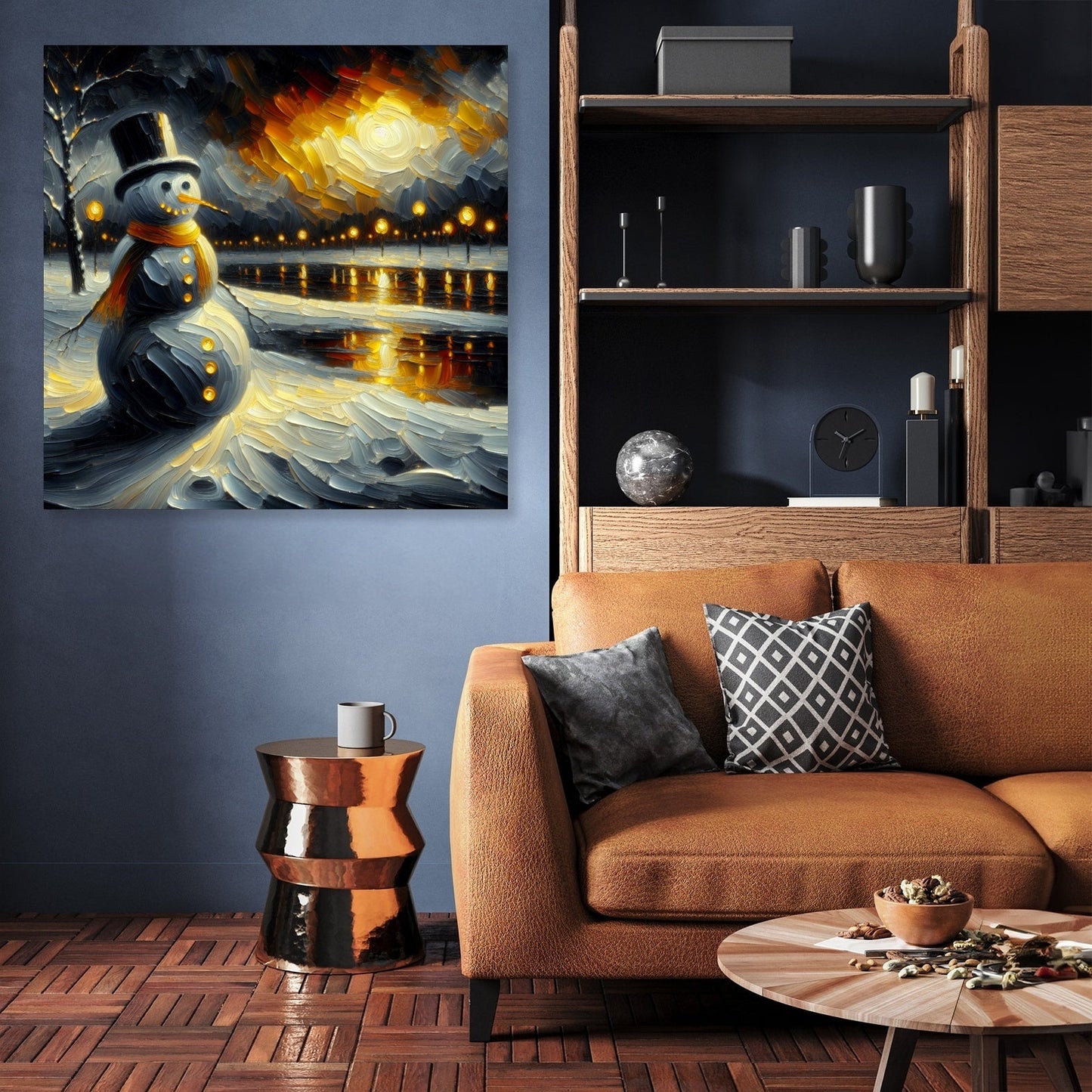Melancholic Black Snowman Canvas
