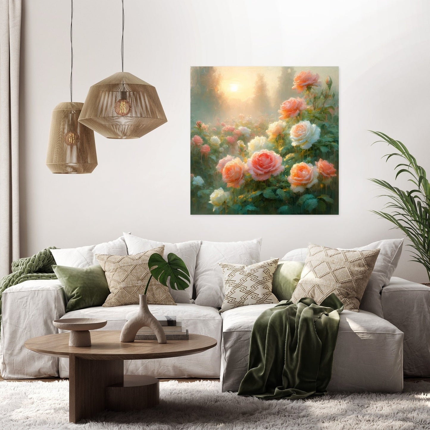 Impressionist Rose Morning Canvas