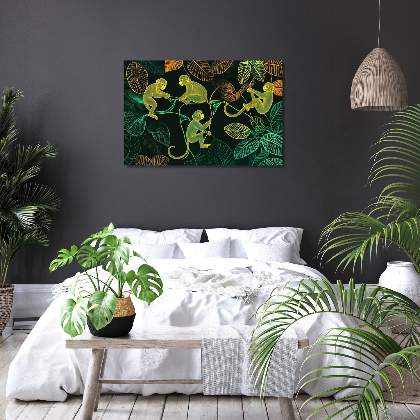 Swinging Monkeys Jungle Canvas