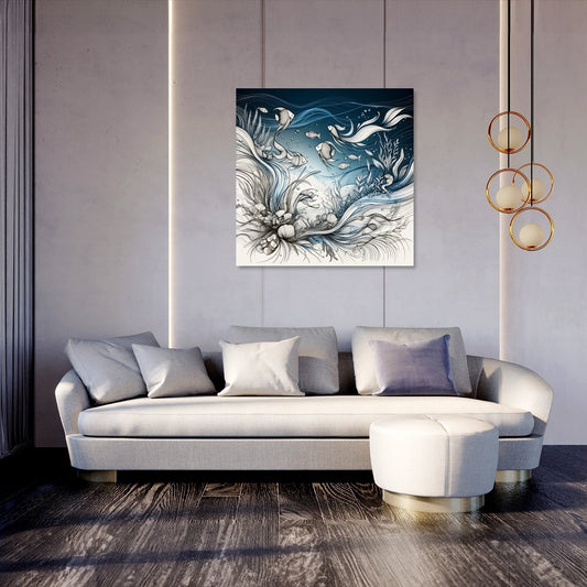 Oceanic Script Elegance Canvas