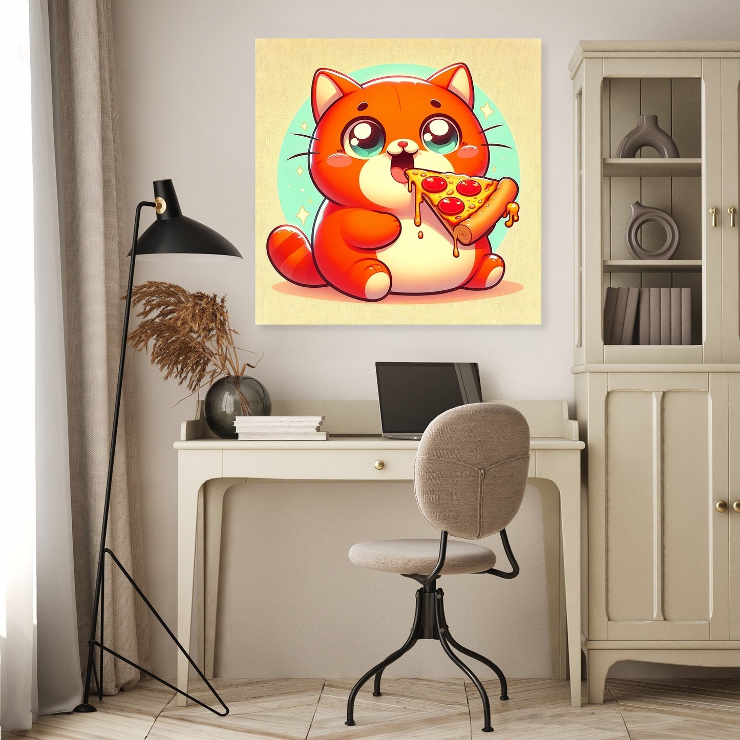 Pizza Loving Cat Canvas