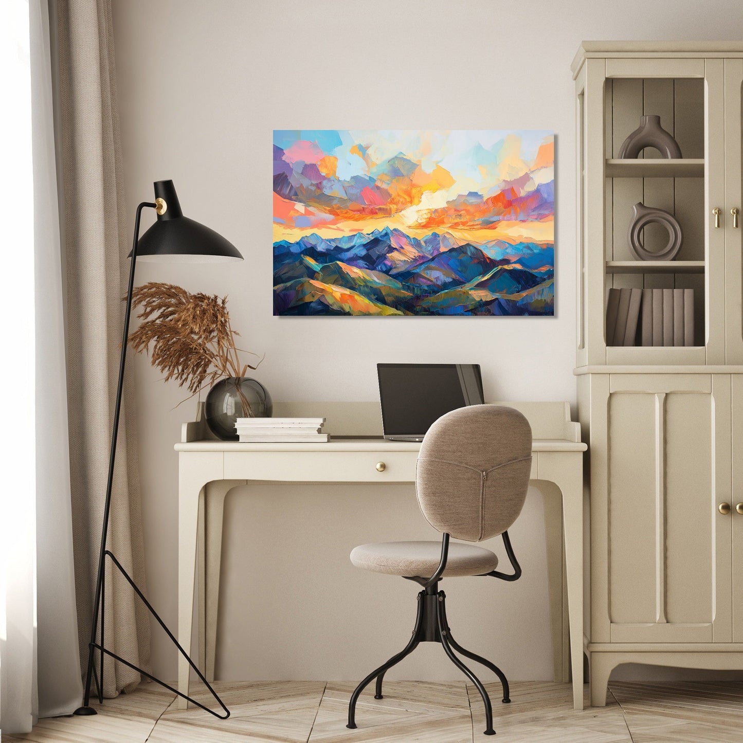 Chaotic Sunset Geometry Canvas