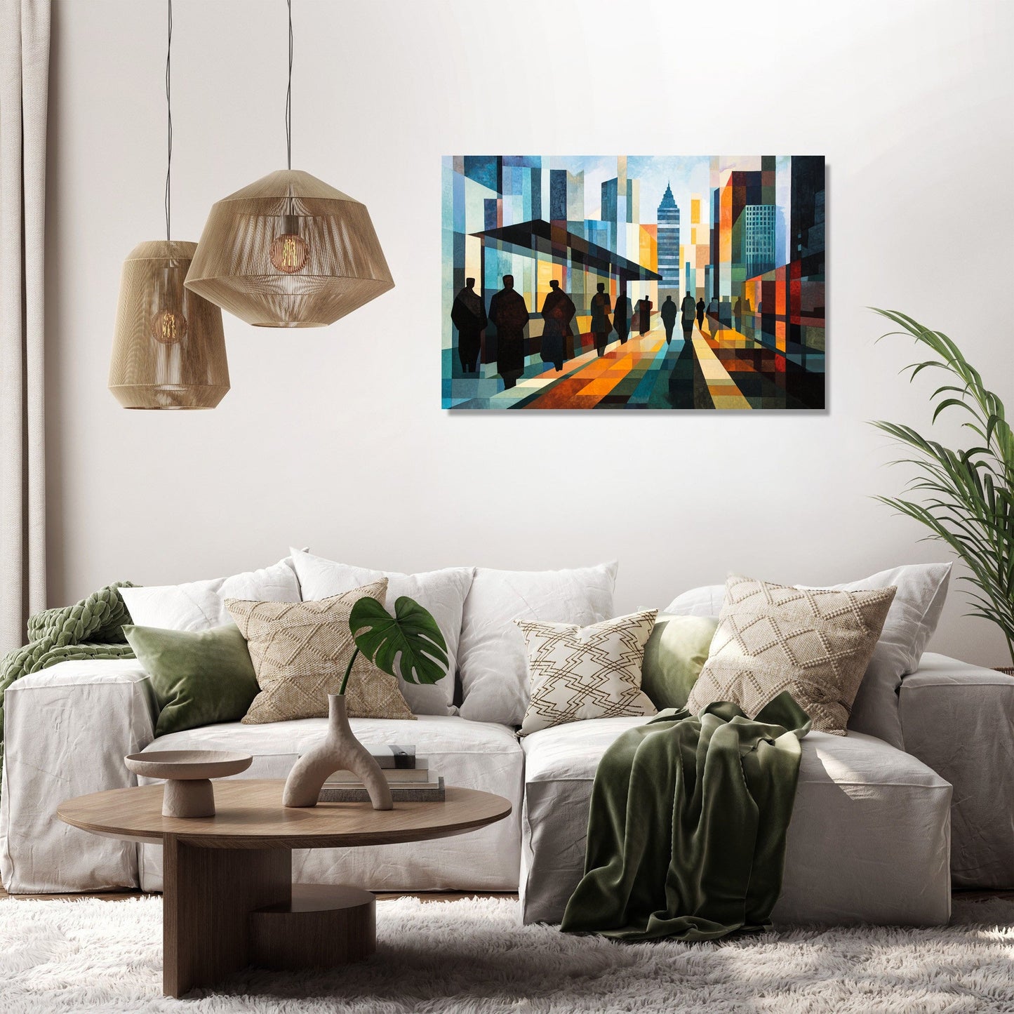 Geometric Bus Stop Canvas