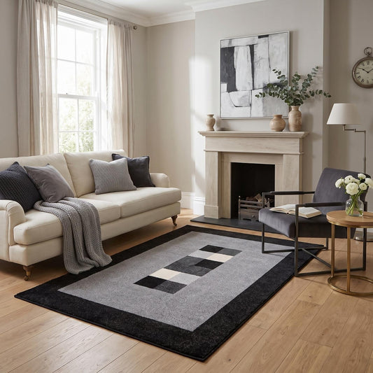 Ephesus Grey Black Rug | 7439GB