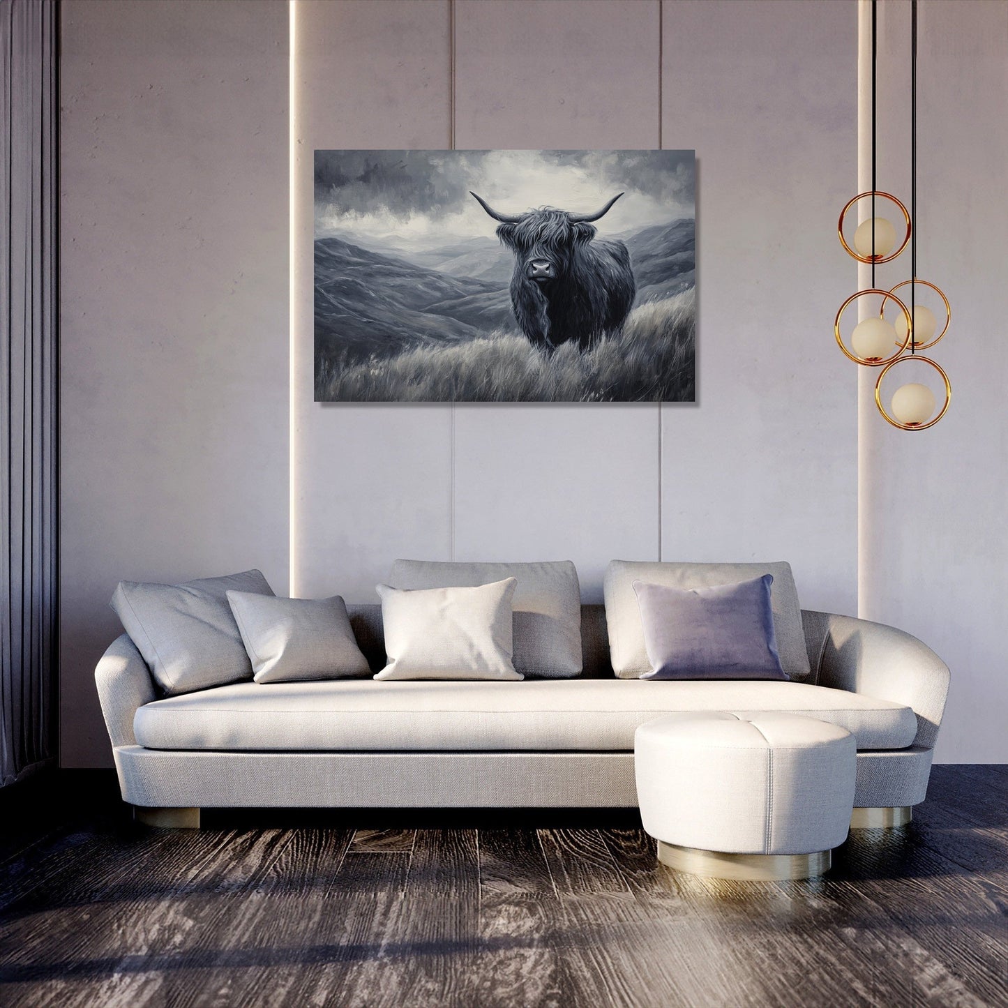 Monochrome Highland Majesty Canvas