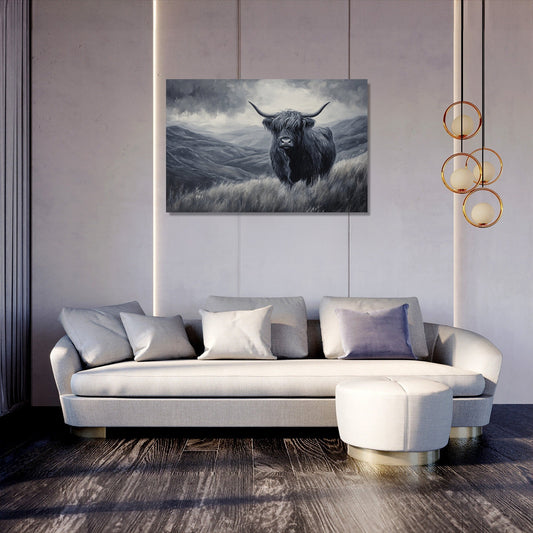 Monochrome Highland Majesty Canvas