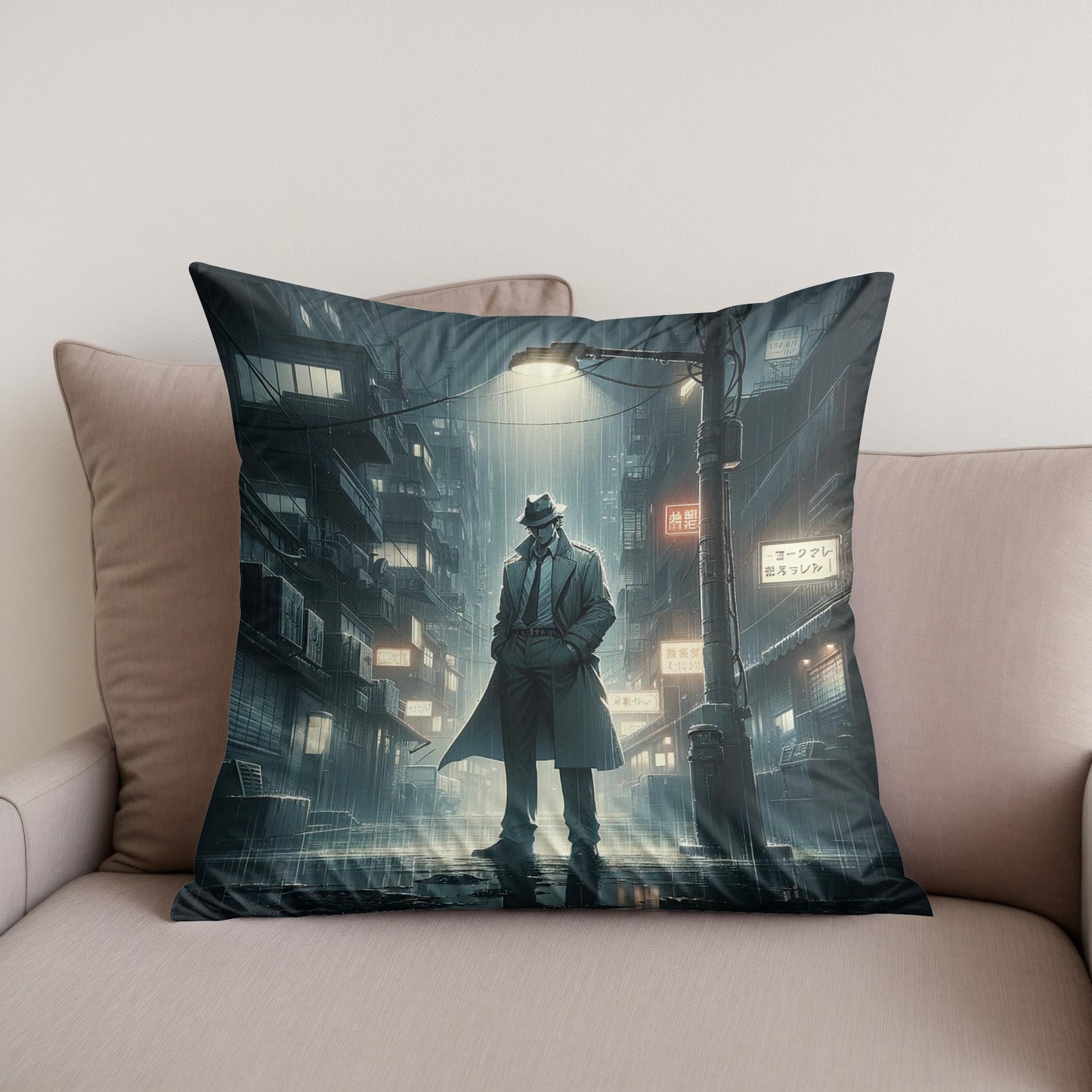 Urban Noir Mystery Cotton Cushion