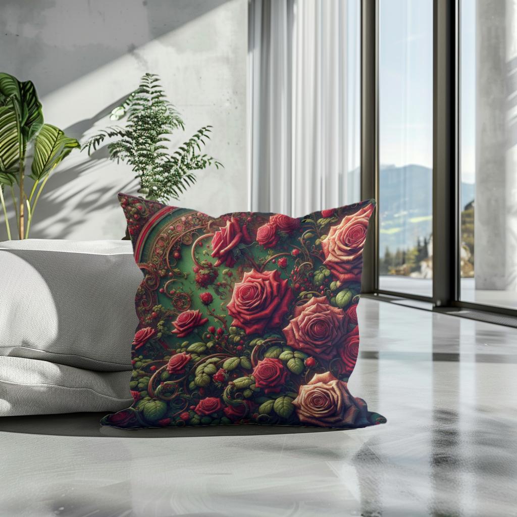 Victorian Rose Embrace Cotton Cushion