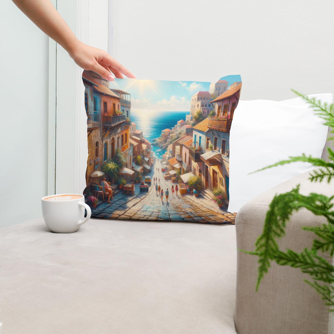 Sunny Mediterranean Charm Cotton Cushion