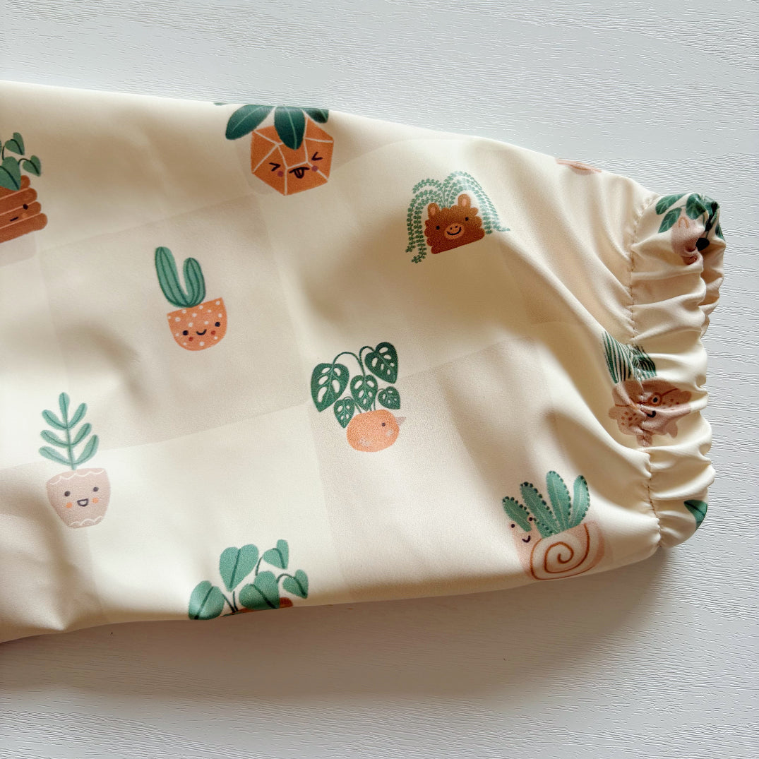 Long Sleeved Baby Bib - Pot Plants