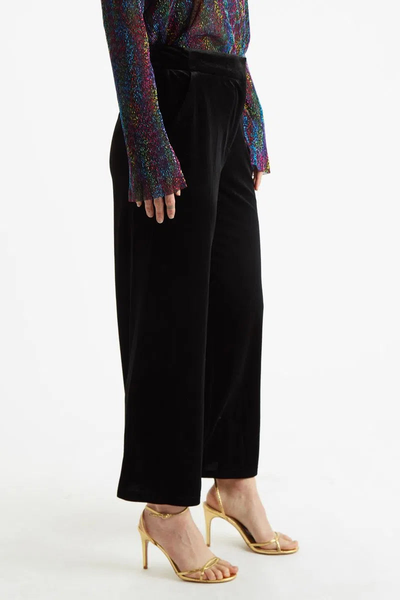 Elina Velvet Straight Leg Trouser Black