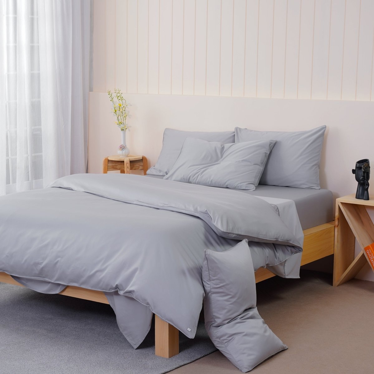 Ella Cotton - Dove Grey Pillowcases Pair