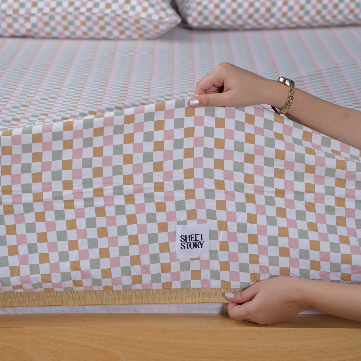 Ella Cotton - Gems Checkerboard Duvet Cover, Sheet & Pillowcases Set