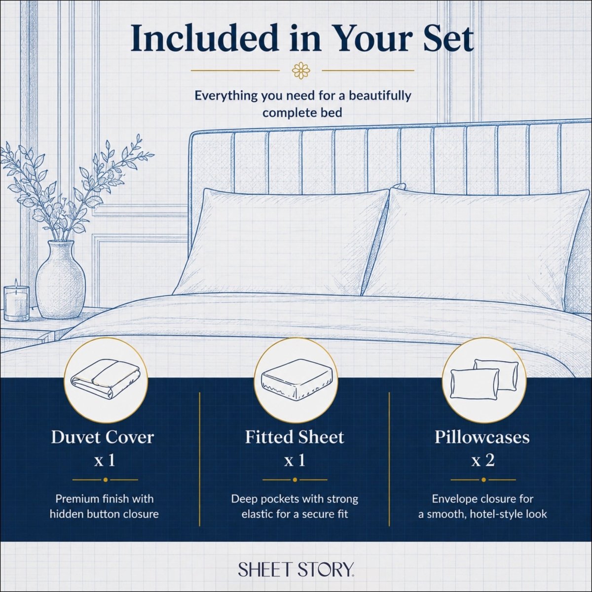 Ackly Bamboo - Royal Green Duvet Cover, Sheet & Pillowcases Set