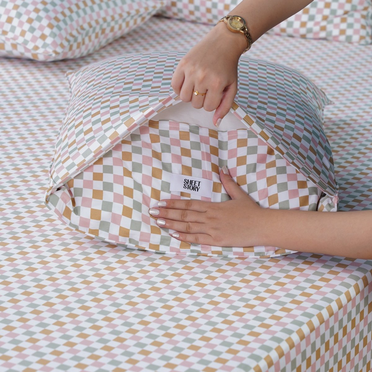 Ella Cotton - Gems Checkerboard Pillowcases Pair