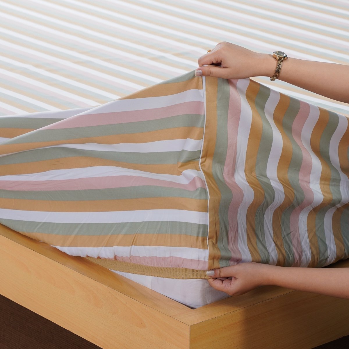 Ella Cotton - Serene Striped Duvet Cover, Sheet & Pillowcases Set