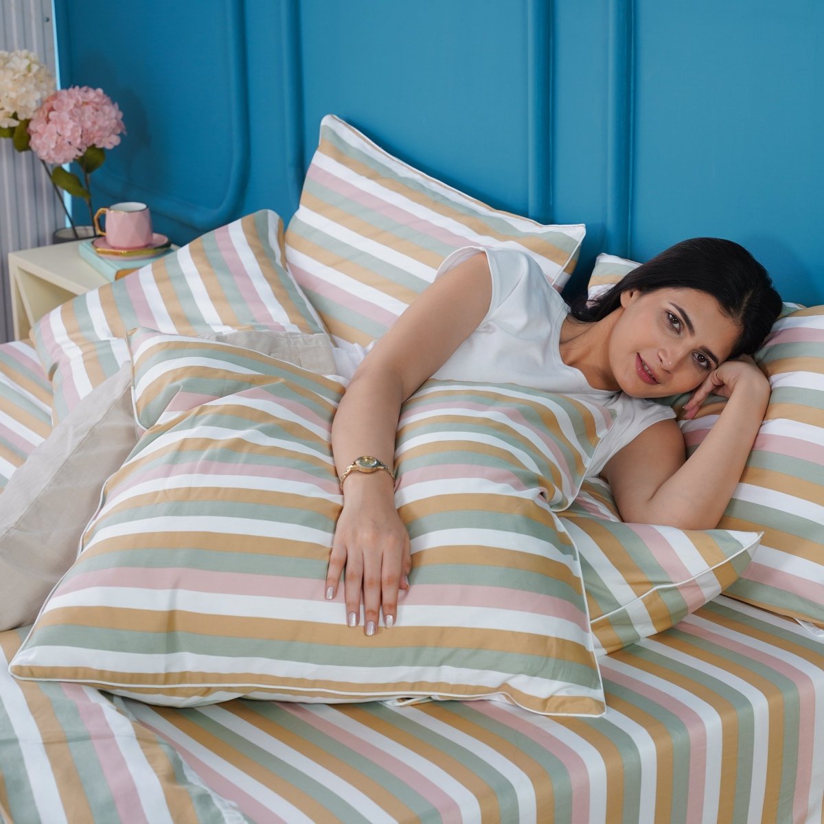 Ella Cotton - Serene Striped Duvet Cover, Sheet & Pillowcases Set
