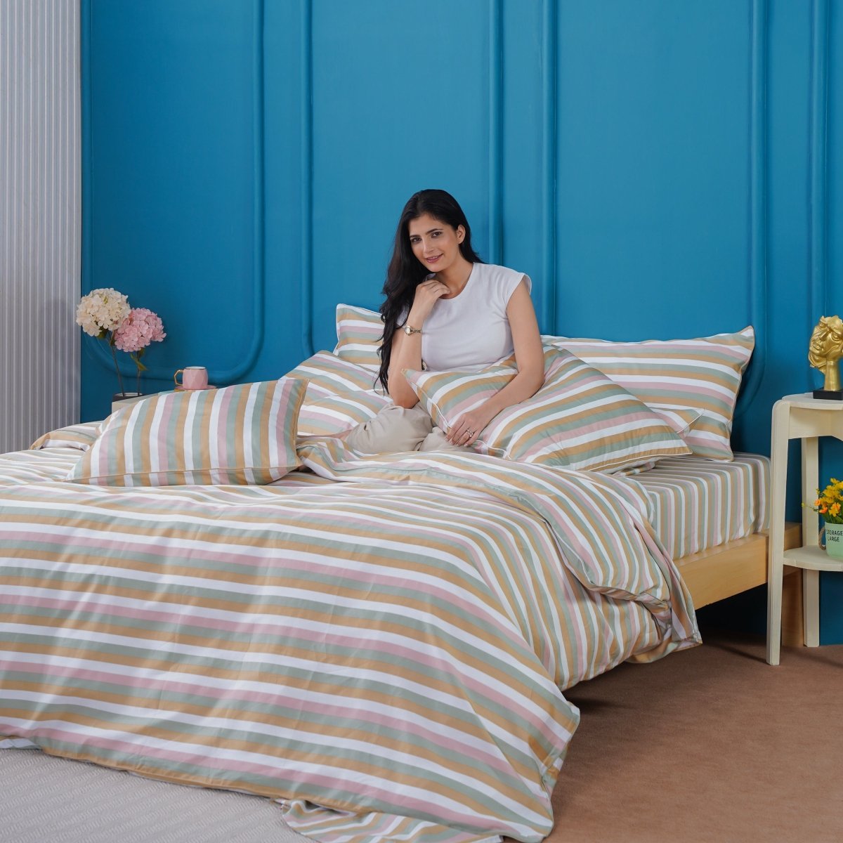 Ella Cotton - Serene Striped Duvet Cover, Sheet & Pillowcases Set