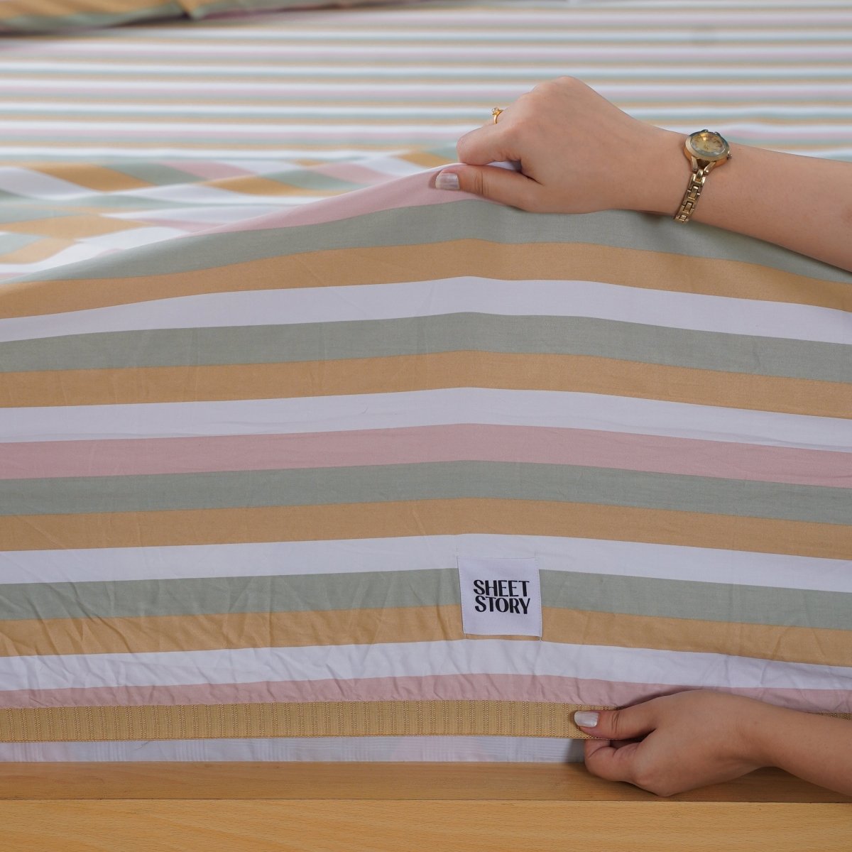 Ella Cotton - Serene Striped Duvet Cover, Sheet & Pillowcases Set