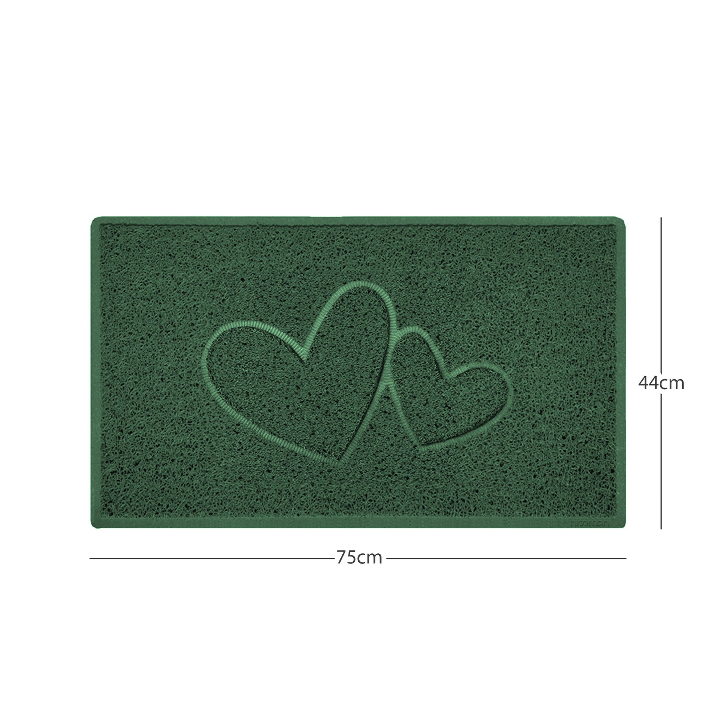 "Double Heart" Embossed Loofah Textured Spaghetti Doormat