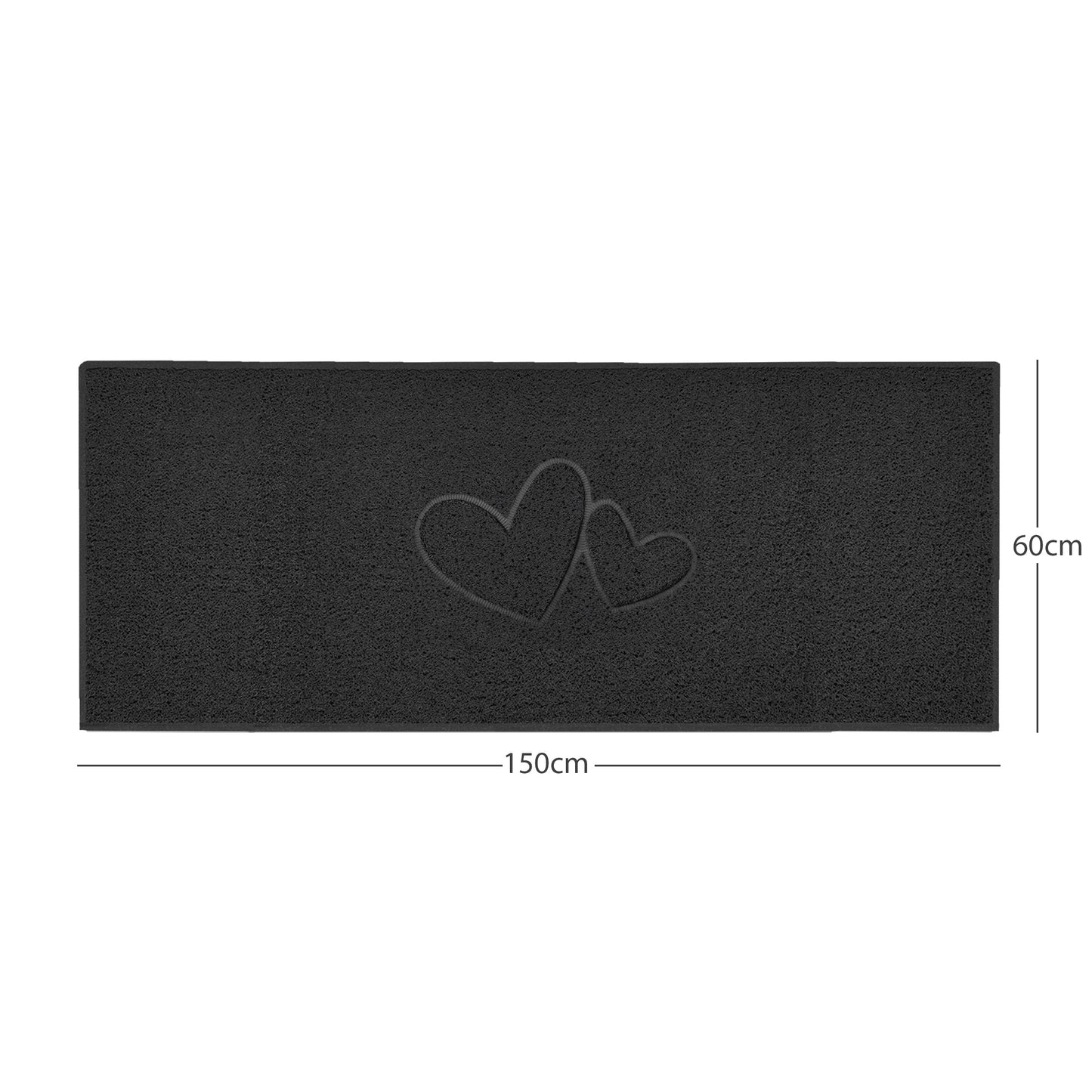 "Double Heart" Embossed Loofah Textured Spaghetti Doormat