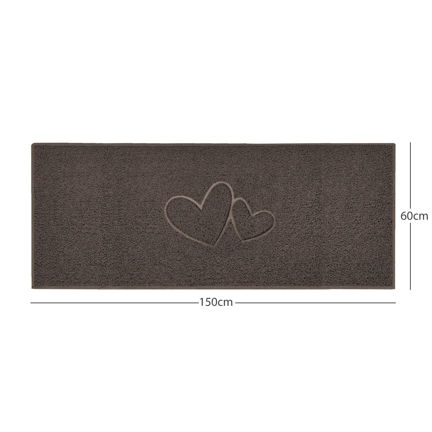 "Double Heart" Embossed Loofah Textured Spaghetti Doormat