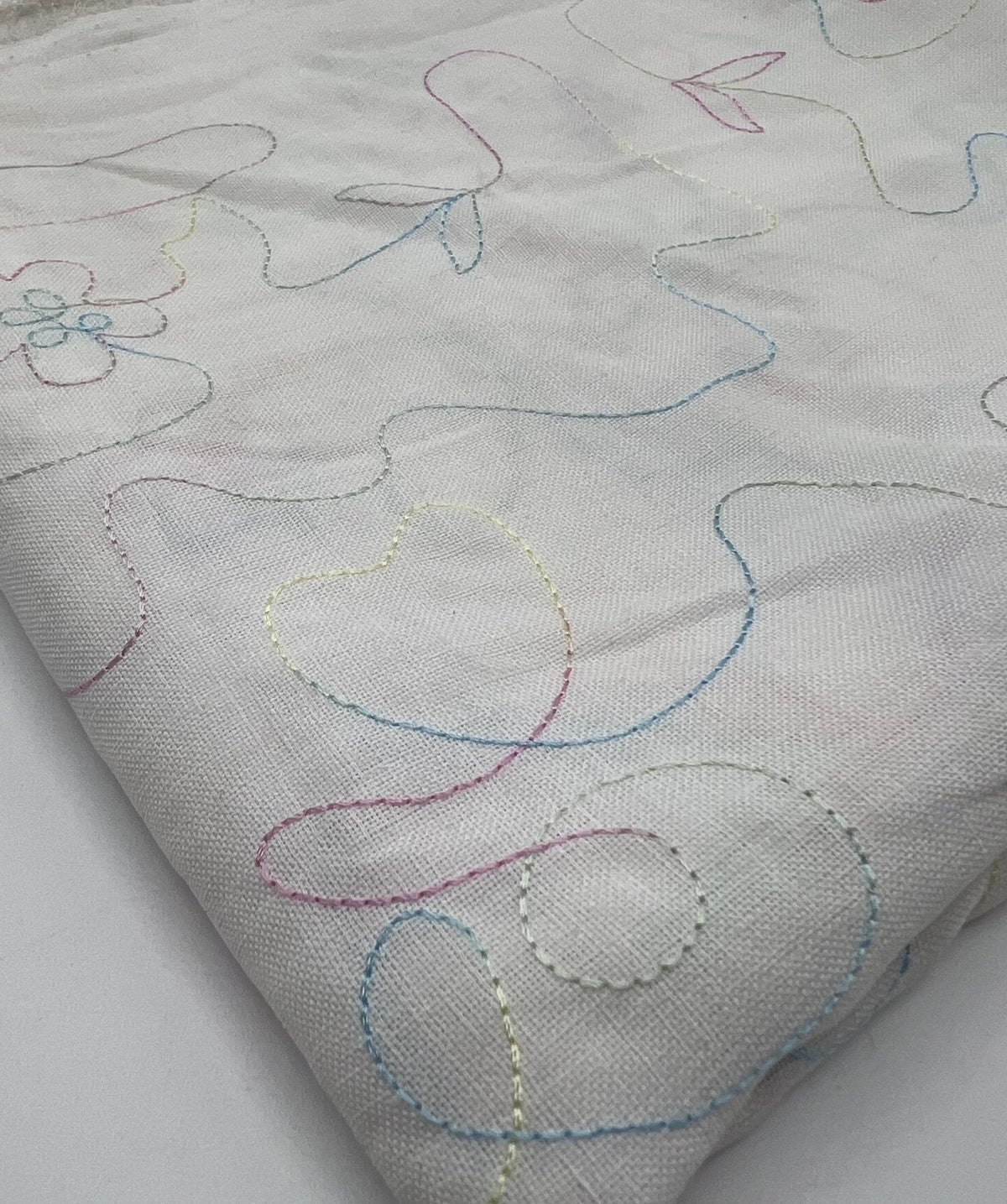 Embroidered Floral Multi Thread Non Stretch Woven Fabric