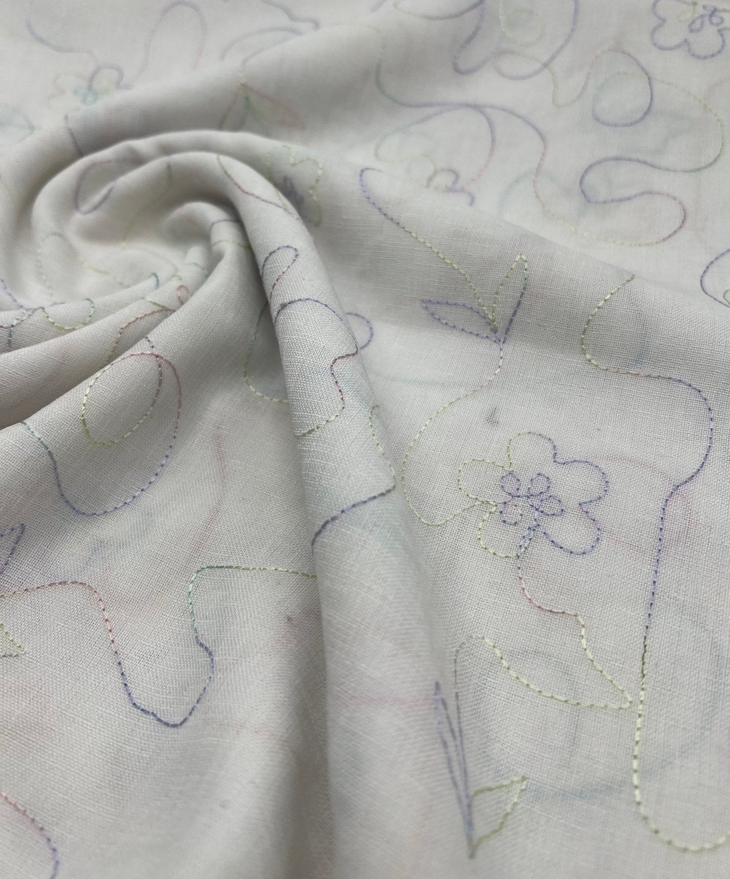 Embroidered Floral Multi Thread Non Stretch Woven Fabric